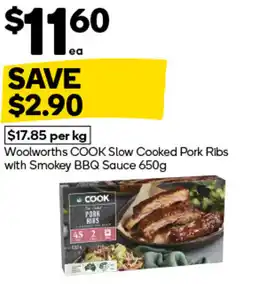 Woolworths Woolworths COOK Slow Cooked Pork Ribs with Smokey BBQ Sauce offer