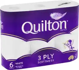 Coles Quilton 3-Ply White Toilet Paper 6 Pack offer