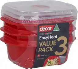 Coles Décor Microsafe Easy Heat Containers 375mL 3 Pack offer