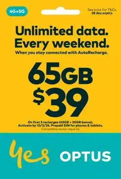 Coles Optus $39 Prepaid SIM offer