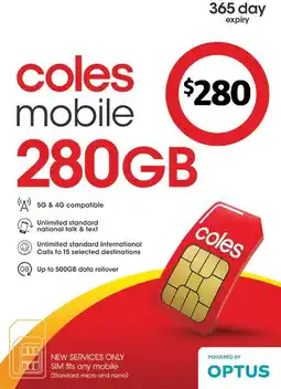 Coles Coles Mobile $280 Prepaid SIM offer