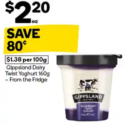 Woolworths Gippsland Dairy Twist Yoghurt offer