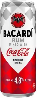 Coles NEW Bacardi & Coca-Cola Cans 4x330mL offer