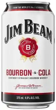 Coles Jim Beam White & Cola Cans 6x375mL offer
