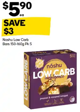 Woolworths Noshu Low Carb Bars Pk 5 offer