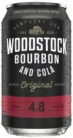 Coles Woodstock Bourbon & Cola 4.8% Cans 10x375mL offer