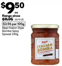 Woolworths Bippi Italian Style Bomba Spicy Spread offer