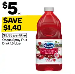 Woolworths Ocean Spray Fruit Drink offer