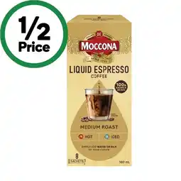 Woolworths Moccona Liquid Espresso Coffee Sachets Pk 8 offer