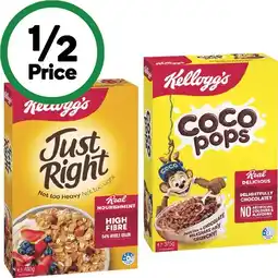Woolworths Kellogg’s Coco Pops 375g, Just Right 460g or Sultana Bran Cereal 420g offer