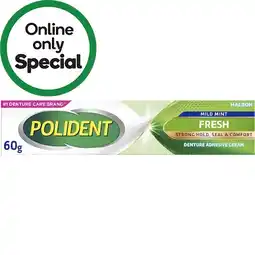 Woolworths Polident Denture Adhesive Cream Fresh Mint 60g^ offer