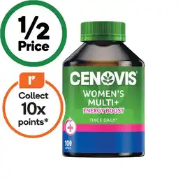 Woolworths Cenovis Once Daily Women’s Multi+ Energy Boost Capsules Pk 100 offer