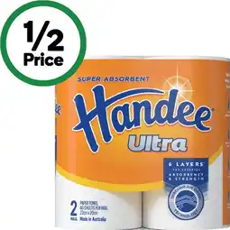 Woolworths Handee Ultra Paper Towel Pk 2 offer