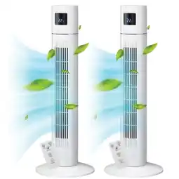 Woolworths ADVWIN 2Pcs Bladeless Tower Fans with 3 Speeds Timer and Remote Control, White offer