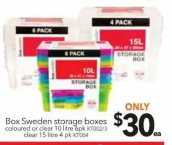 Cheap as Chips Box Sweden storage boxes coloured or clear 10 litre 6pk KT002/3 offer