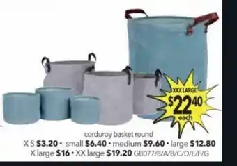 Cheap as Chips Corduroy basket round XXX large offer