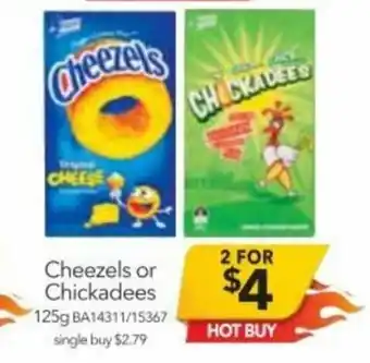 Cheap as Chips Cheezels or Chickadees 125g BA14311/15367 2 stuks offer