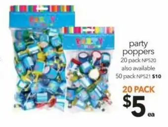 Cheap as Chips Party poppers 20 pack NP520 offer