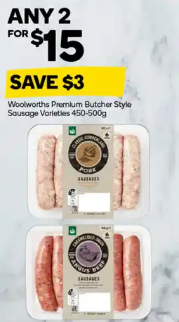 Woolworths Woolworths Premium Butcher Style Sausage Varieties offer