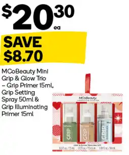 Woolworths MCoBeauty Mini Grip & Glow Trio -Grip Primer ,Grip Setting Spray & Grip Illuminating Primer offer