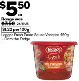 Woolworths Leggos Fresh Pasta Sauce Varieties offer