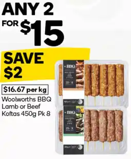 Woolworths Woolworths BBQ Lamb or Beef Koftas Pk 8 offer