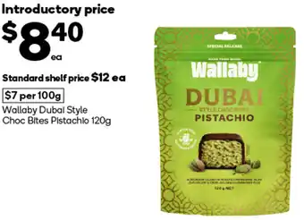 Woolworths Wallaby Dubai Style Choc Bites Pistachio offer