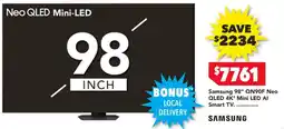 Harvey Norman Samsung 98" QN90F Neo QLED 4K' Mini LED AI Smart TV offer