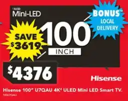 Harvey Norman Hisense 100" U7QAU 4K ULED Mini LED Smart TV offer