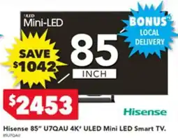 Harvey Norman Hisense 85" U7QAU 4K' ULED Mini LED Smart TV offer