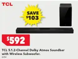 Harvey Norman TCL 5.1.2-Channel Dolby Atmos Soundbar with Wireless Subwoofer offer