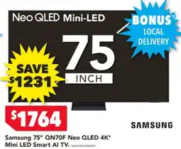 Harvey Norman Samsung 75" QN70F Neo QLED 4K" Mini LED Smart AI TV offer