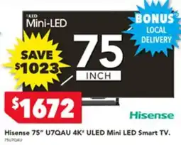 Harvey Norman Hisense 75" U7QAU 4K ULED Mini LED Smart TV offer