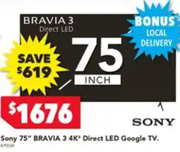 Harvey Norman Sony 75" BRAVIA 3 4K' Direct LED Google TV offer