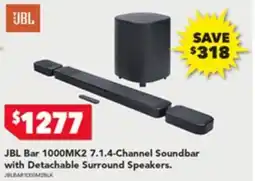 Harvey Norman JBL Bar 1000MK2 7.1.4-Channel Soundbar with Detachable Surround Speakers offer