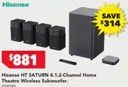 Harvey Norman Hisense HT SATURN 4.1.2-Channel Home Theatre Wireless Subwoofer offer