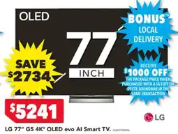 Harvey Norman LG 77" G5 4K" OLED evo Al Smart TV offer