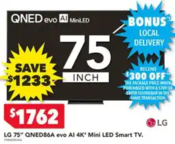 Harvey Norman LG 75" QNED86A evo Al 4K* Mini LED Smart TV offer