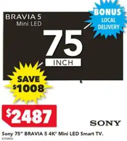 Harvey Norman Sony 75" BRAVIA 5 4K Mini LED Smart TV offer