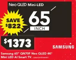 Harvey Norman Samsung 65" QN70F Neo QLED 4K Mini LED Al Smart TV offer