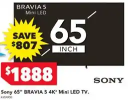 Harvey Norman Sony 65" BRAVIA 5 4K' Mini LED TV offer