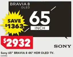 Harvey Norman Sony 65" BRAVIA 8 4K HDR OLED TV offer