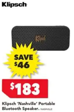 Harvey Norman Klipsch 'Nashville' Portable Bluetooth Speaker offer