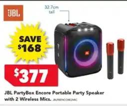 Harvey Norman JBL PartyBox Encore Portable Party Speaker with 2 Wireless Mics offer