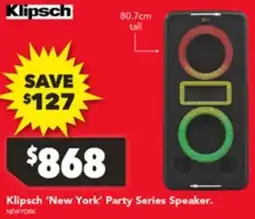 Harvey Norman Klipsch 'New York' Party Series Speaker offer