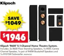 Harvey Norman Klipsch 'R600' 5.1-Channel Home Theatre System offer