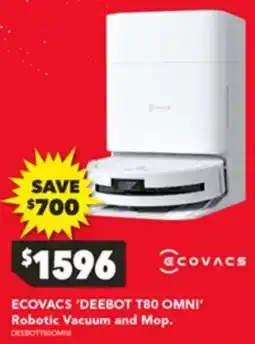Harvey Norman ECOVACS 'DEEBOT T80 OMNI' Robotic Vacuum and Mop offer