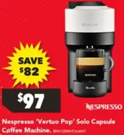 Harvey Norman Nespresso Vertuo Pop Solo Capsule Coffee Machine offer