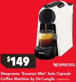 Harvey Norman Nespresso Essenza Mini Solo Capsule Coffee Machine by De Longhi offer