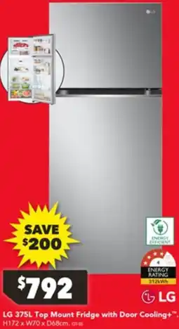 Harvey Norman LG Top Mount Fridge with Door Cooling offer